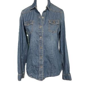American Eagle American Blue Premium Denim 100% Cotton long sleeve top EUC - S